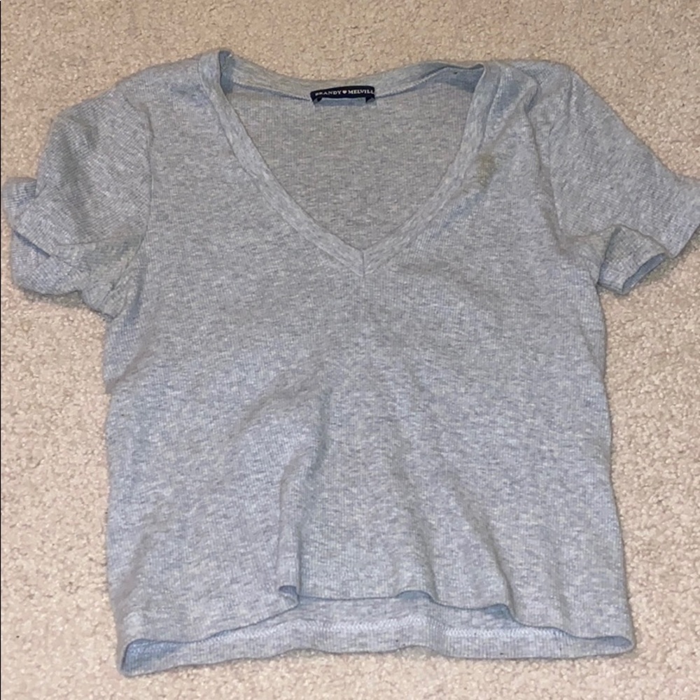 Brandy Melville grey ribbed v neck
